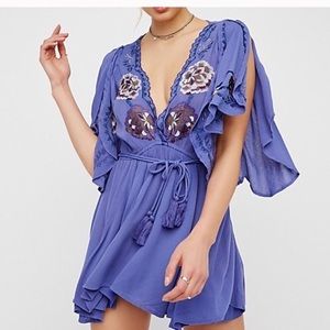 Free People Cora Embroidered Mini Dress Cover Up Size Medium